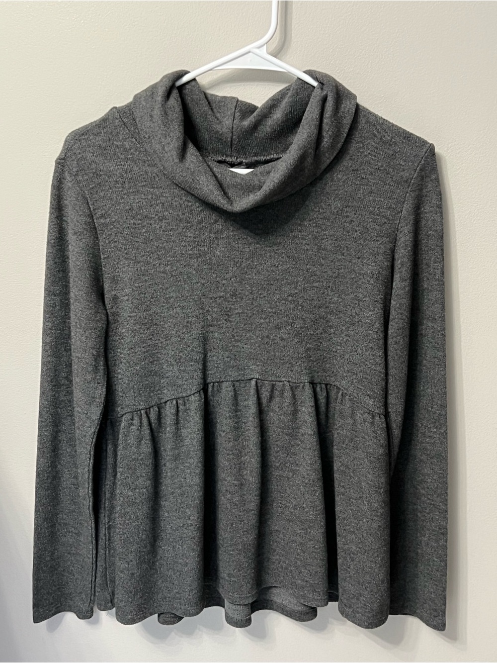 Maurices Charcoal Gray Cowl Neck Peplum Sweater